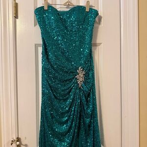 La Femme Turquoise Sequin Dress